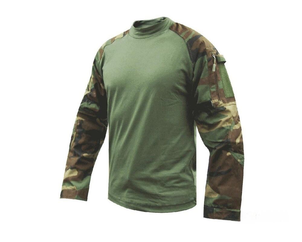 Tru-Spec Tactical Response Uniform Woodland Camo Combat Shirt Size M